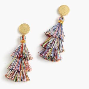 NEW J crew multi color tiered tassel earrings